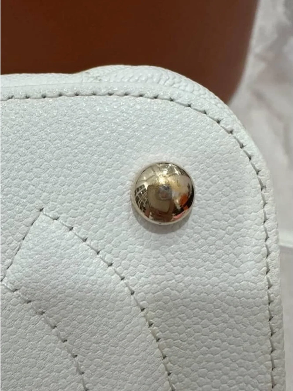 CHANEL White Quilted Vanity Bag with Gold Hardware